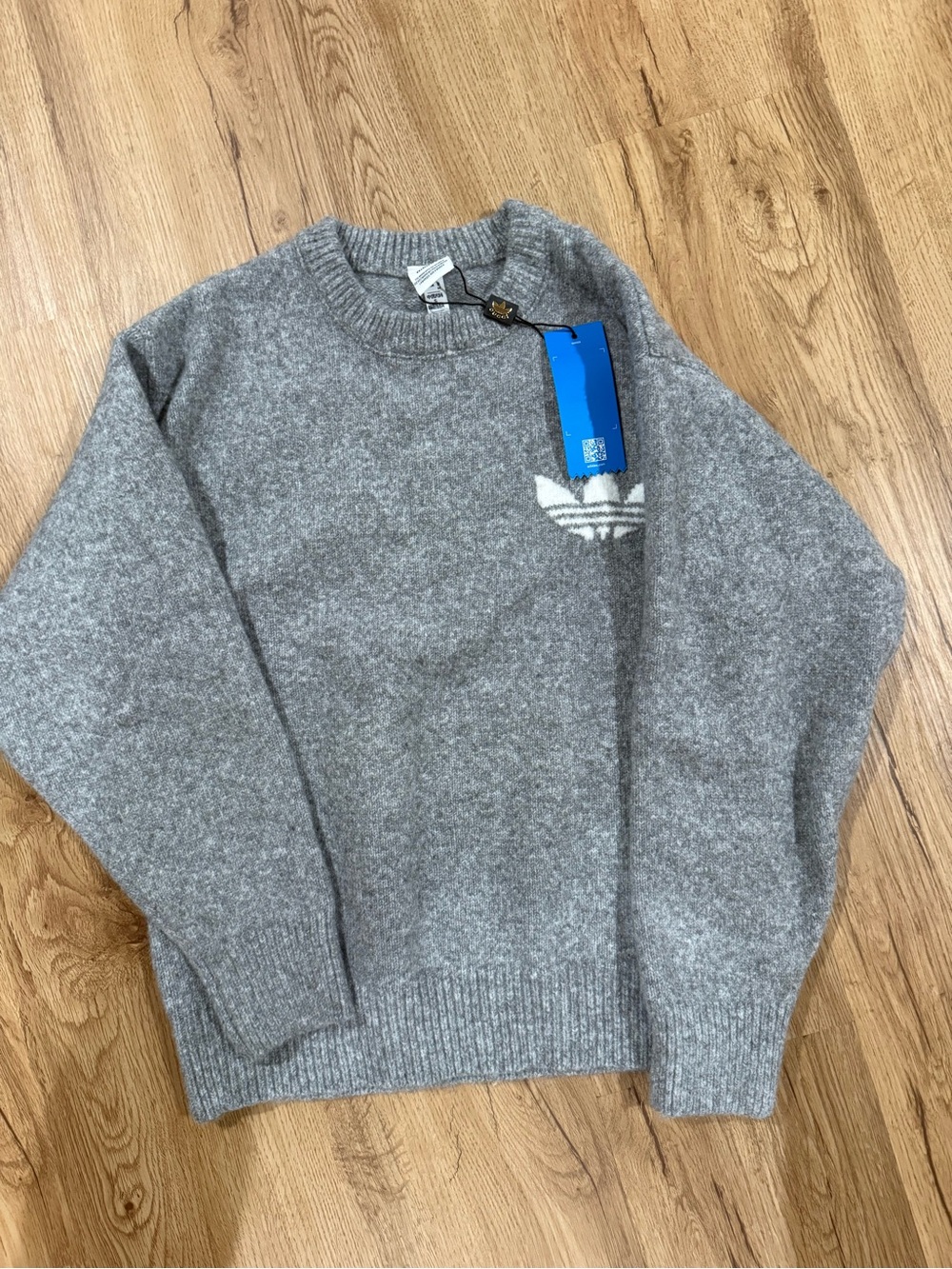 adidas Gray Crewneck Sweatshirt with White Trefoil Accent